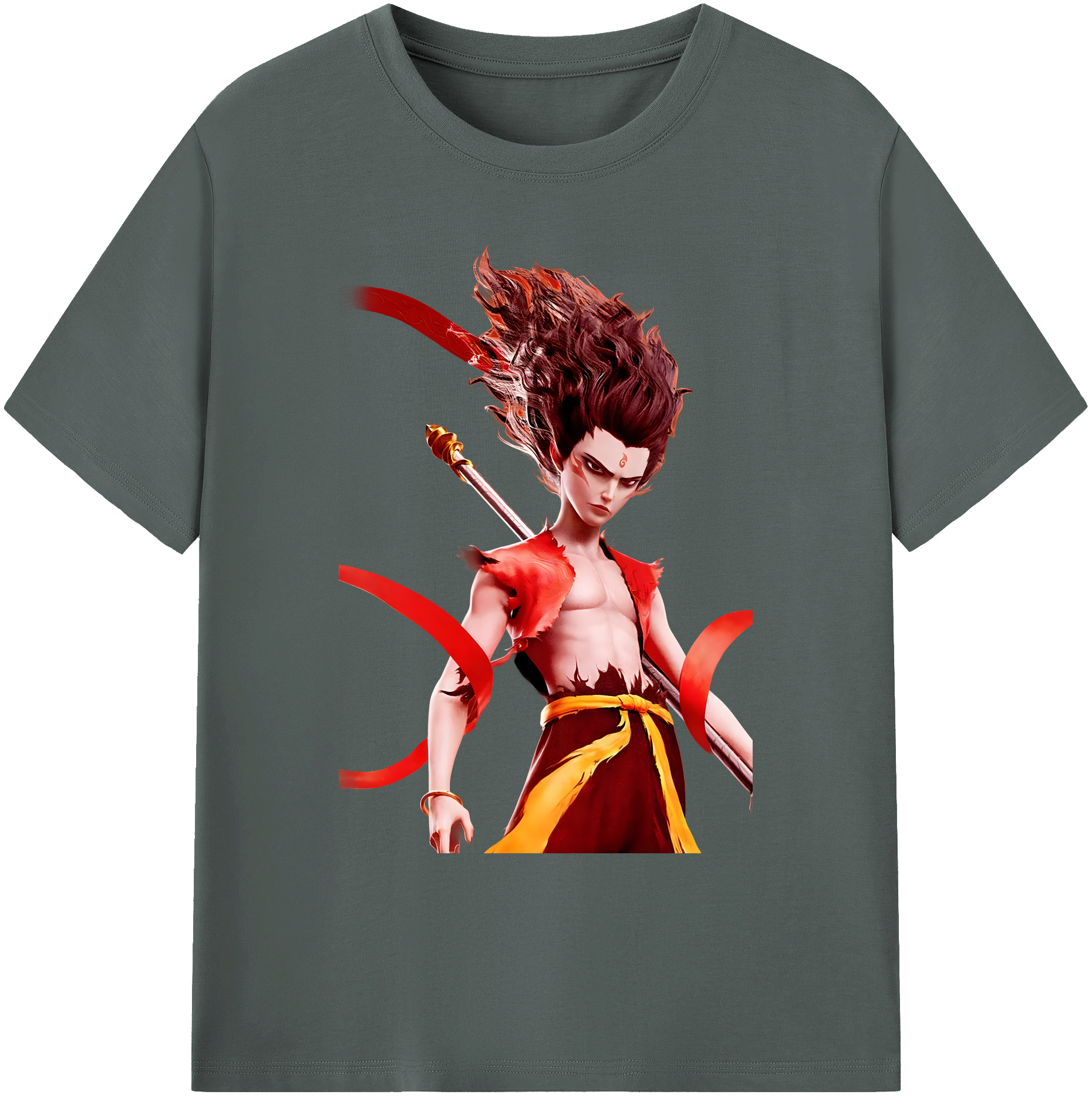 （画像用） Ne Zha 2 ナタ 魔童の大暴れ 綿100％ メンズ半袖Tシャツ｜肌触りやわらか＆通気性